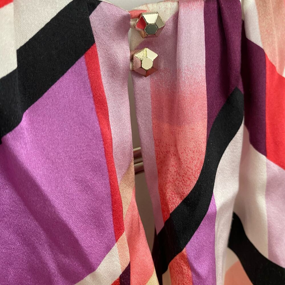 White House Black Market Multicolor Geometric Silk Stretch Tank Top Blouse - 4 - Picture 5 of 9